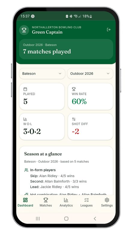 Green Captain dashboard on a phone